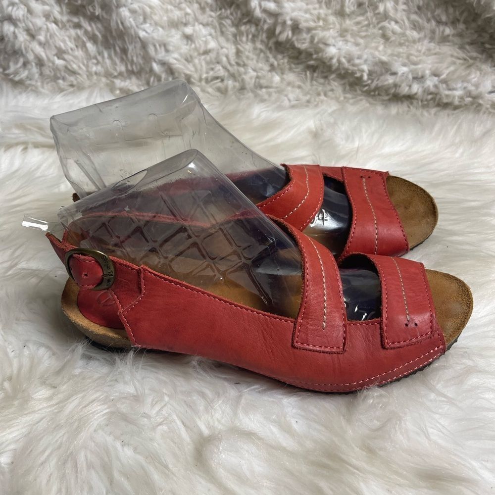 Sergio Tamani leather Red straps cork wedge sandals EUR SZ40